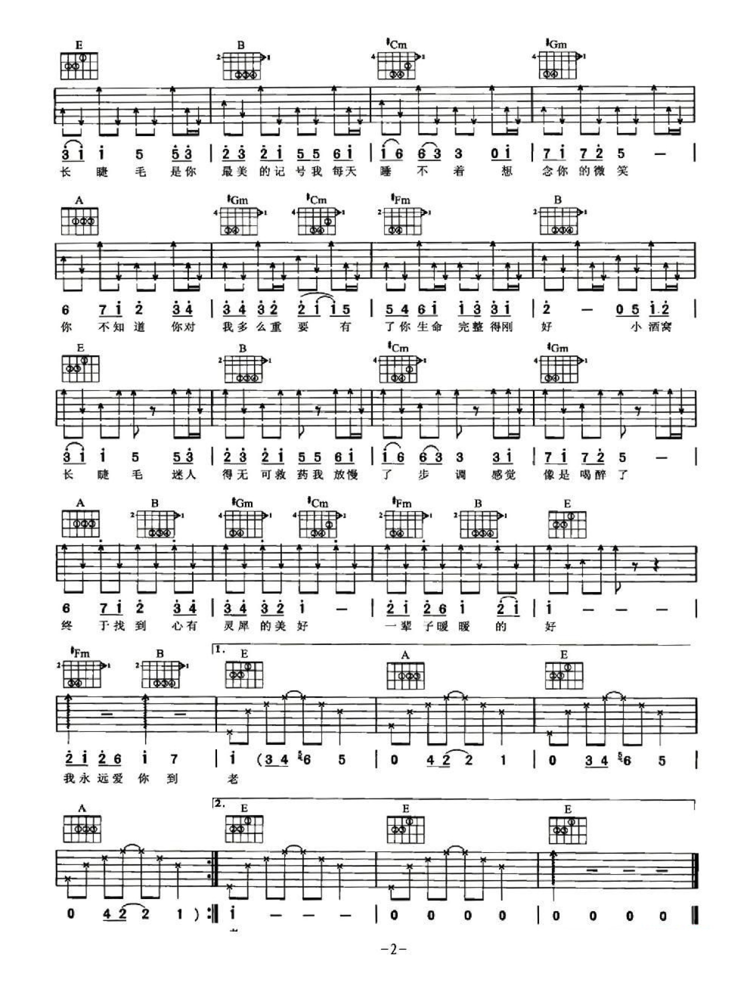 《小酒窝吉他简易版本》,指是弹琴改编（六线谱 调六线吉他谱-虫虫吉他谱免费下载