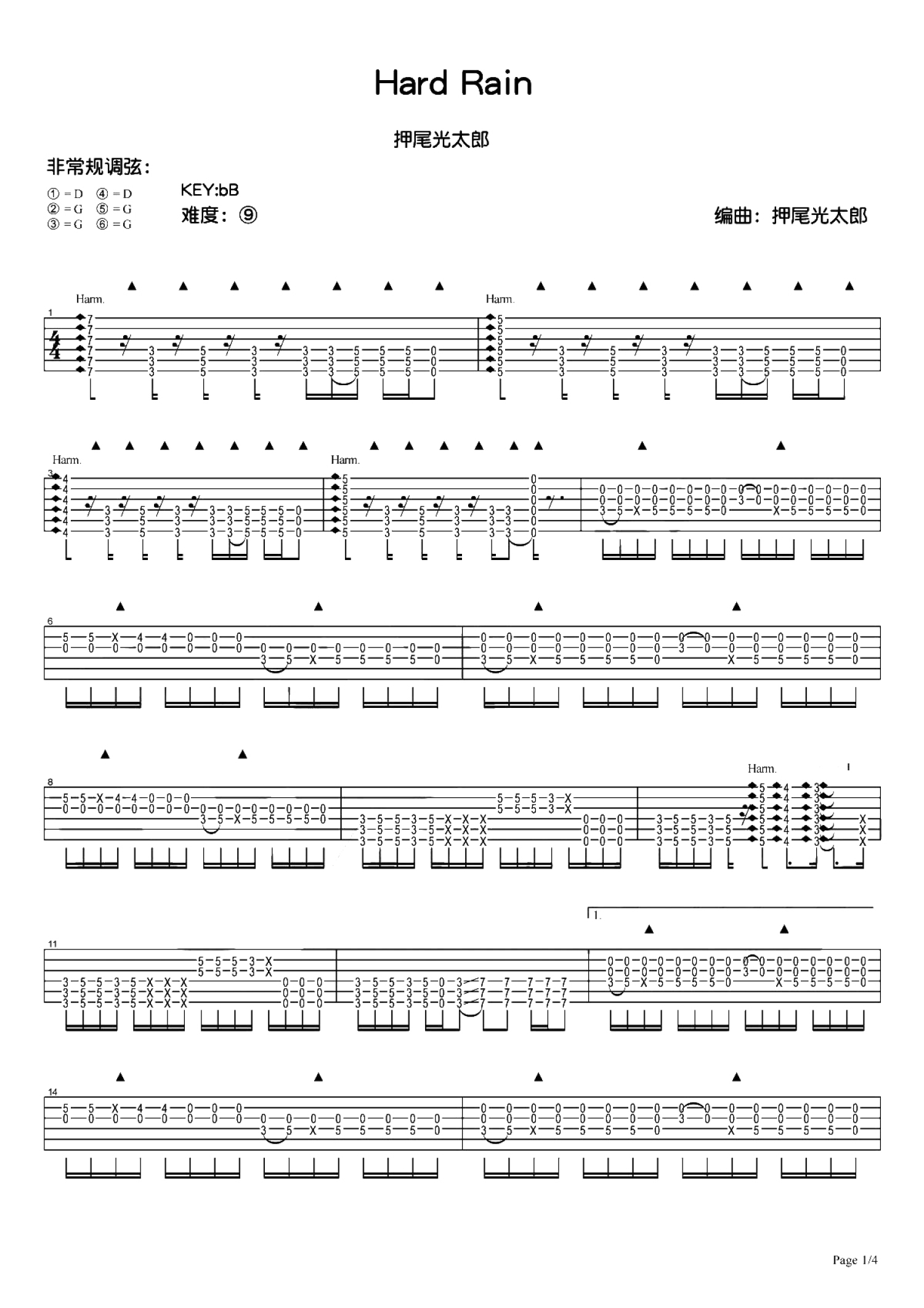 HARD RAIN 吉他谱 -彼岸吉他 - 一站式吉他爱好者服务平台