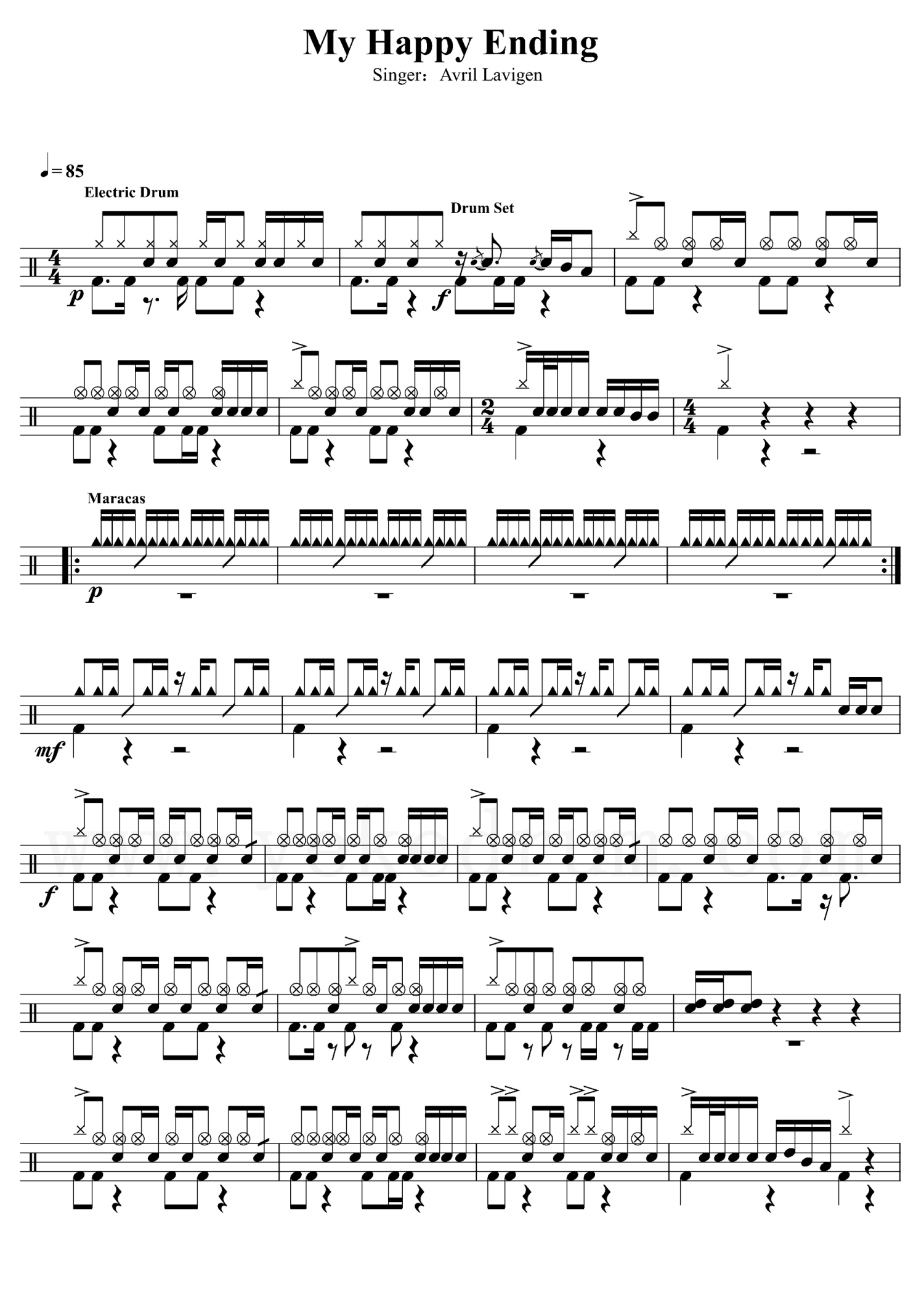 Avril Lavigne-My Happy Ending Sheet Music pdf, - Free Score Download ★