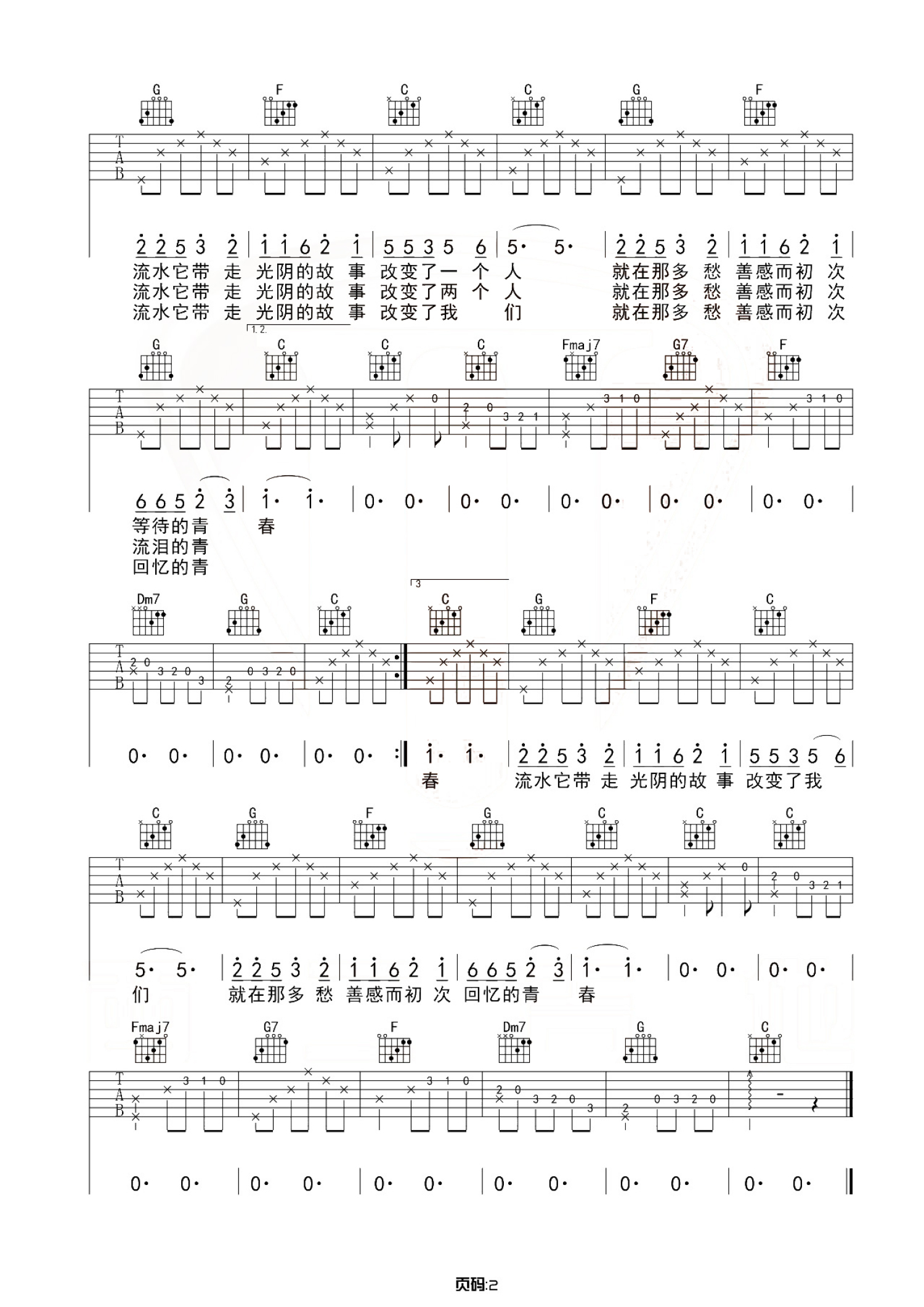 罗大佑 - 光阴的故事（必弹吉他） [弹唱 改编版 简单版] 吉他谱