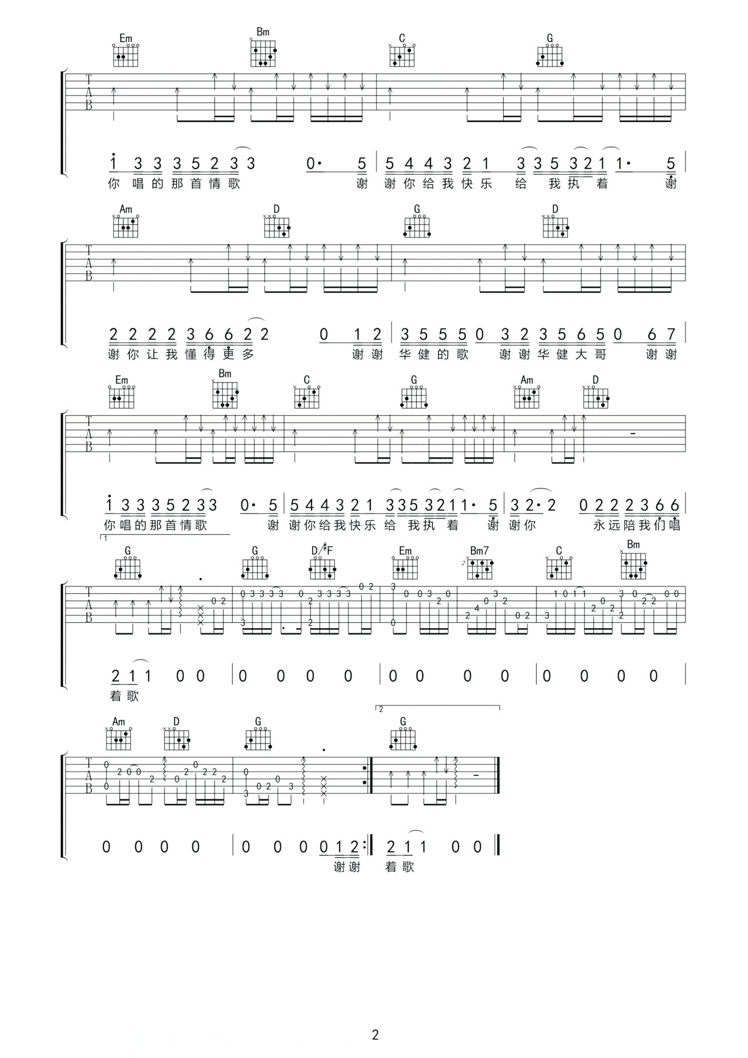 致爱丽丝吉他谱C调简单完整版新手初学者弹唱的简易版六线谱谱子 - 吉他简谱