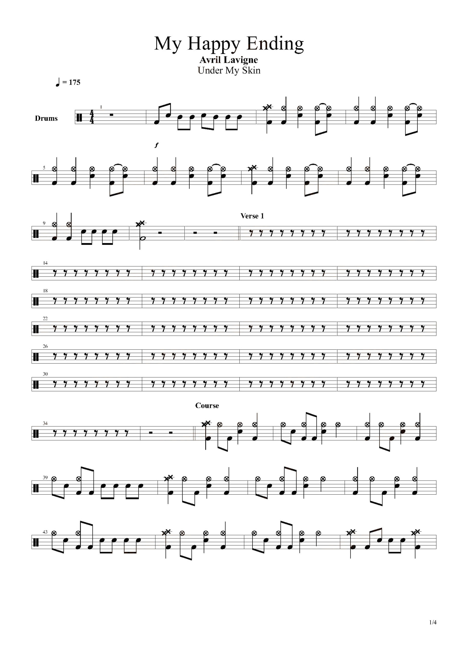 Avril Lavigne "My Happy Ending" Guitar and Bass sheet music | Jellynote