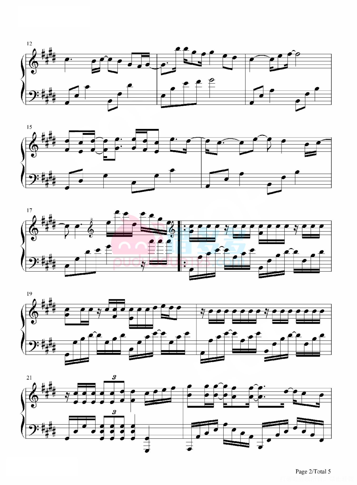 天下-张杰双手简谱预览2-钢琴谱文件（五线谱、双手简谱、数字谱、Midi、PDF）免费下载