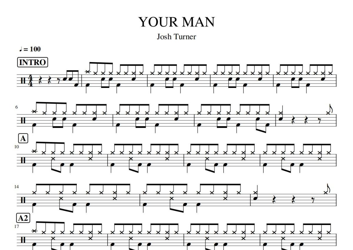 YOUR MAN鼓谱 - Josh Turner - 架子鼓谱第1张
