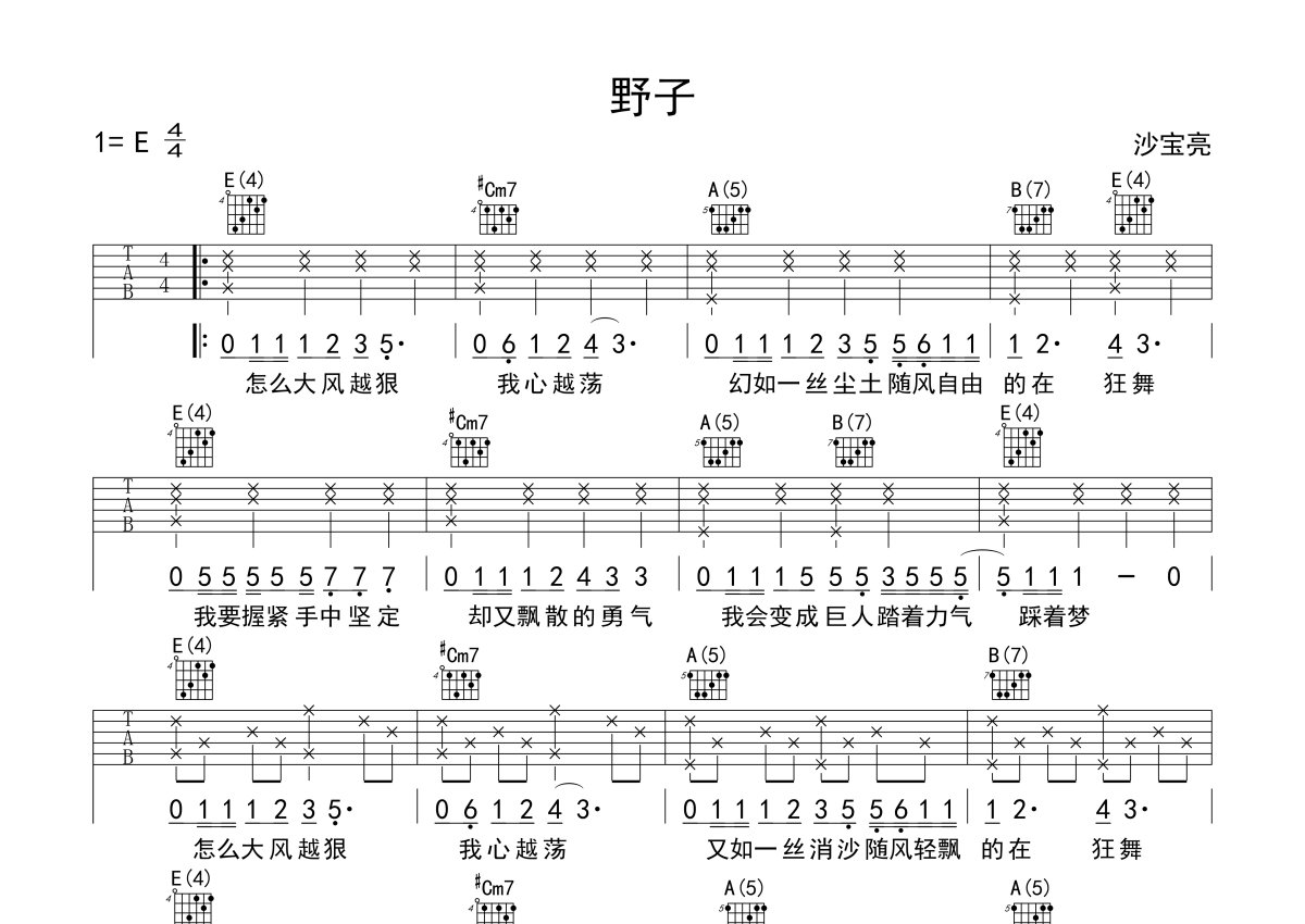 飘吉他谱 - 沙宝亮 - G调吉他弹唱谱 - 琴谱网