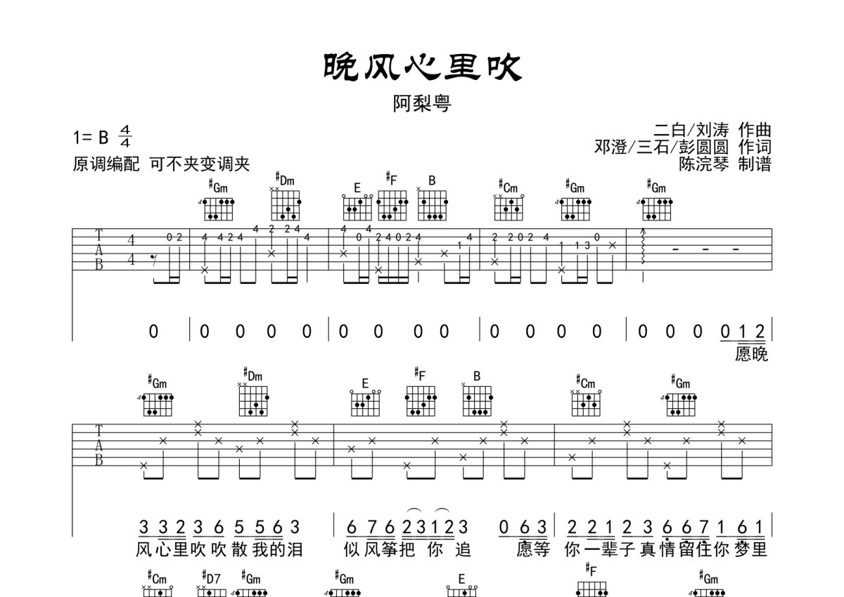 王赫野 - 大风吹 (音艺吉他专家弹唱教学:第三季第55集) 吉他谱
